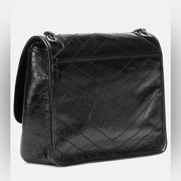 NWOT SAINT LAURENT Niki Large Leather Shoulder Bag Black - Picture 5 of 8